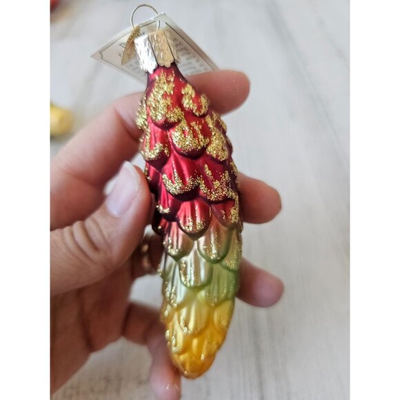 Old world OWC cone acorn Glass ornament gold rainbow Xmas tree - Picture 6 of 9